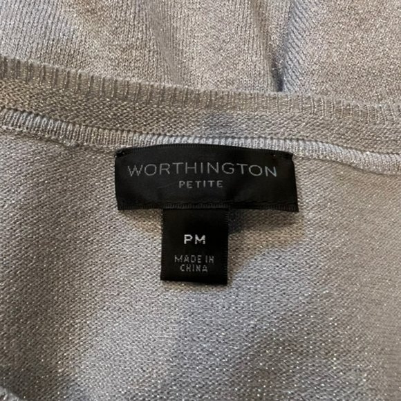 Worthington Crew Neck Silver Metallic Sweater Size PM - Picture 9 of 9